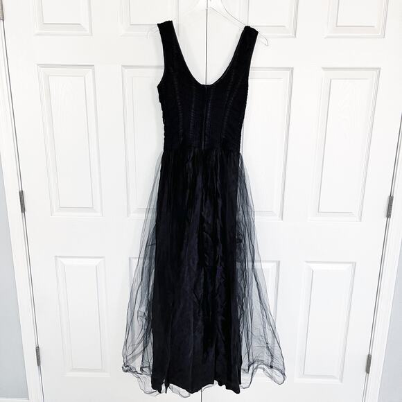 Loralie Original Vintage Sleeveless Black Lace Tulle Gown - Picture 10 of 13
